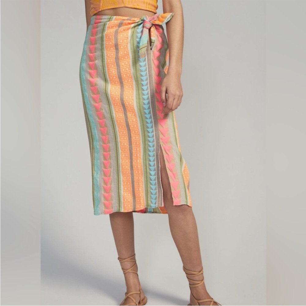 NWT Anthropologie Devotion TWINS Vibrant Striped Midi Skirt Medium